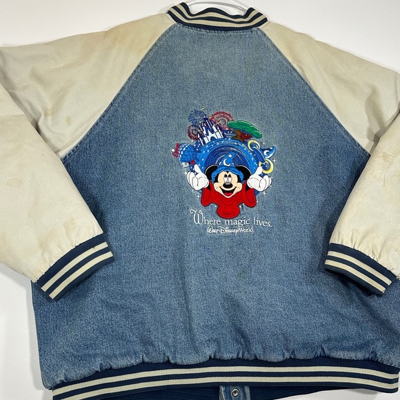 Vintage Walt Disney World Fantasia Mickey Mouse Where Magic Lives Denim Jacket - Picture 11 of 16